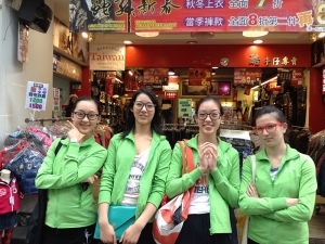 We start off in Taipei, at the bubbly Ximending, where we tried to blend in with our new lens-less glasses (left-right: Jade Zhan, Stephanie Guo, Michelle Wu, and Caroline Lanlan Sercombe). We didn't eat on the plane from Sydney because we were too excited about Taiwanese food. So as soon as we dropped off our luggage, we were out the door in search for food and soon found ourselves around a hotpot.