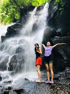 Xindi Cai (right) excited to be in Bali.