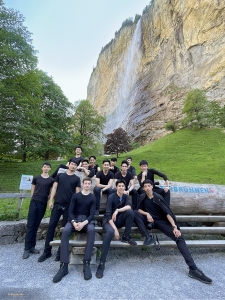 While resting at the base of the Alps, we listen to the sound of babbling brooks and catch a refreshing spray on our backs.